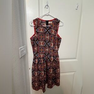 Maison Jules Red and Blue Geometric Mini Dress